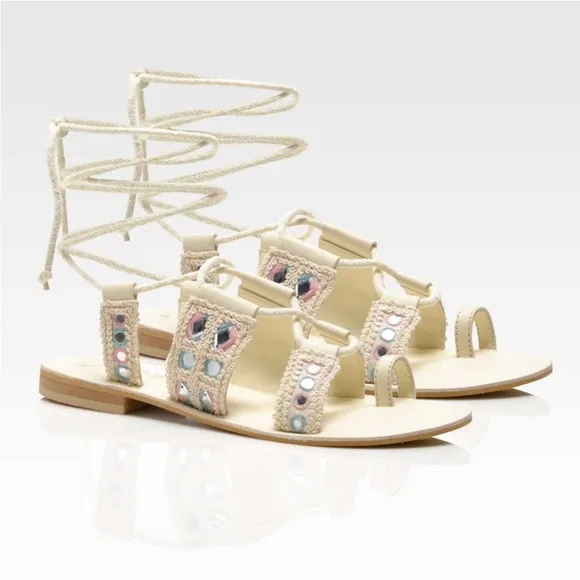 NIB Free People Mantra Mirror Sandals in Natural - EU 39