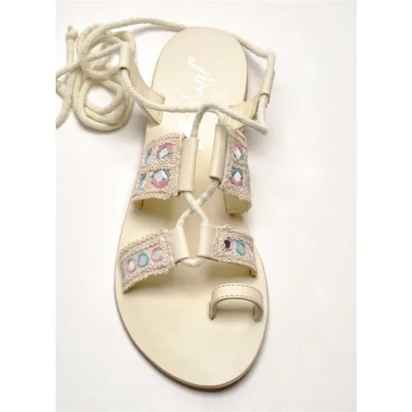 NIB Free People Mantra Mirror Sandals in Natural - EU 39