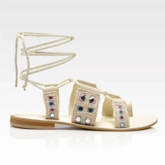 NIB Free People Mantra Mirror Sandals in Natural - EU 39