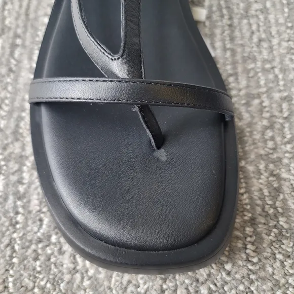 NIB Free People Winnie Strappy Leather Wrap Flatform Sandals, Size 8, Black