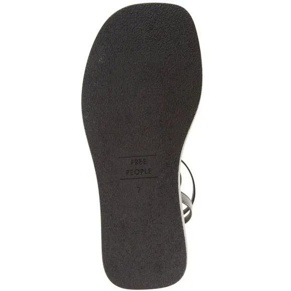 NIB Free People Winnie Strappy Leather Wrap Flatform Sandals, Size 8, Black
