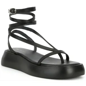 NIB Free People Winnie Strappy Leather Wrap Flatform Sandals, Size 8, Black