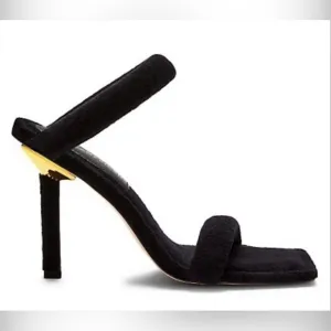 NIB Good American Terry Ankle Wrap Sandals Black Size 10