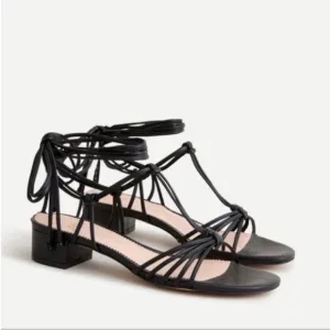 NIB J. Crew Florence lace-up T-strap sandals Black