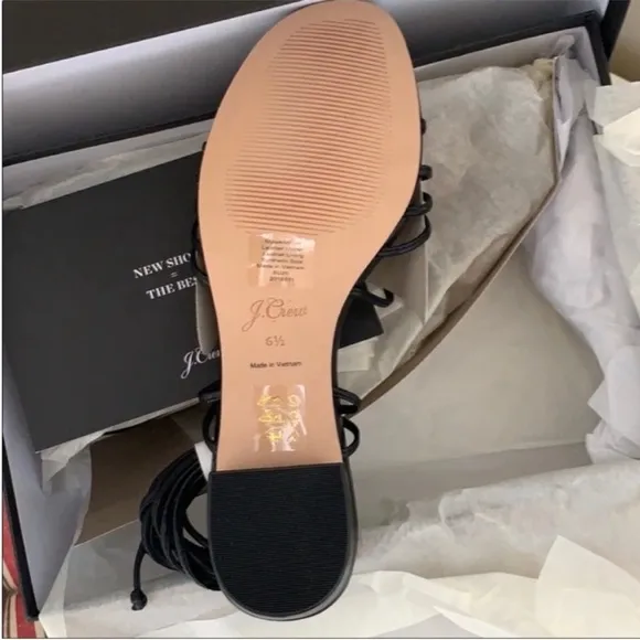 NIB J. Crew Florence lace-up T-strap sandals Black