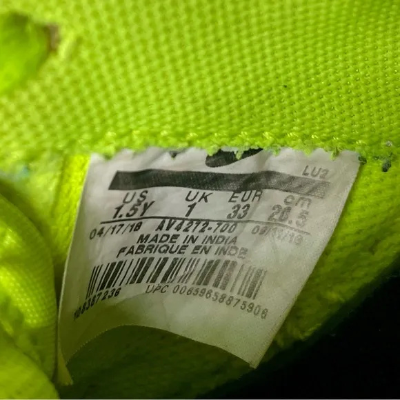 Nike Air Force 1 '07 LV8 Overbranding Utility GS Yellow Size 1.5 Youth Sneakers