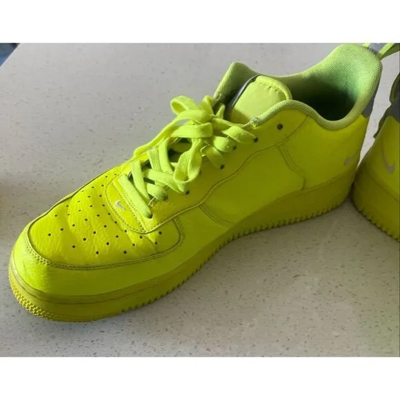 Nike Air Force 1 Low Utility Mens Sneaker Shoes Yellow Grey Size 13 AJ7747-700