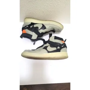 Nike Air Force 1 Mid Utility Sneakers Size 14 Light Grey/Black/Orange Leather &amp;