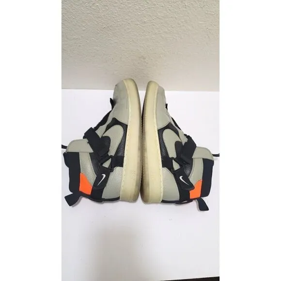 Nike Air Force 1 Mid Utility Sneakers Size 14 Light Grey/Black/Orange Leather &amp;