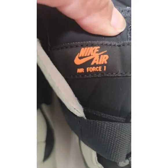 Nike Air Force 1 Mid Utility Sneakers Size 14 Light Grey/Black/Orange Leather &amp;
