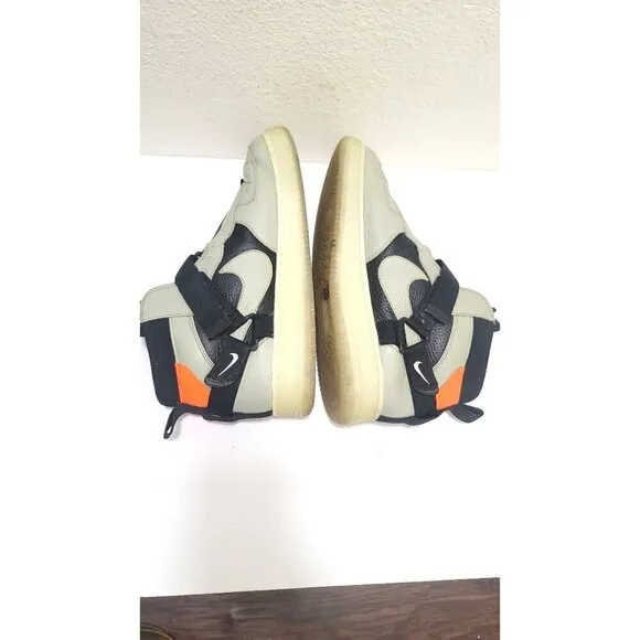 Nike Air Force 1 Mid Utility Sneakers Size 14 Light Grey/Black/Orange Leather &amp;