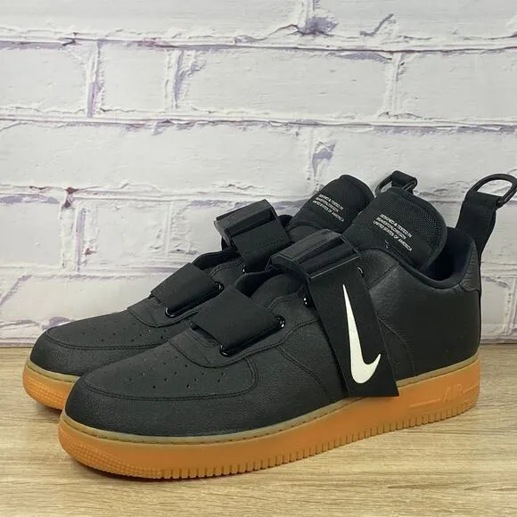 Nike Air Force 1 Utility Low Strap Black Gum Men's Size 15 Sneakers A01531-002