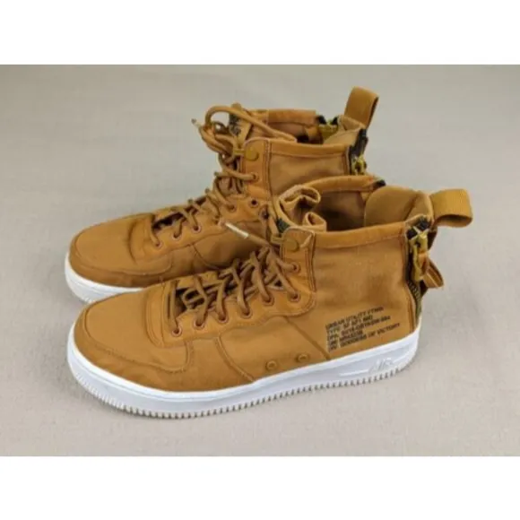 Nike Air Force 1 Utility Tan Canvas Sneakers Sz 6.5Y Womens 7.5-8