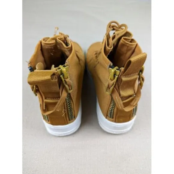 Nike Air Force 1 Utility Tan Canvas Sneakers Sz 6.5Y Womens 7.5-8