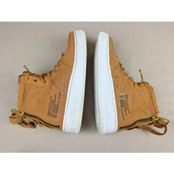 Nike Air Force 1 Utility Tan Canvas Sneakers Sz 6.5Y Womens 7.5-8