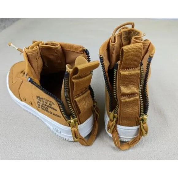 Nike Air Force 1 Utility Tan Canvas Sneakers Sz 6.5Y Womens 7.5-8