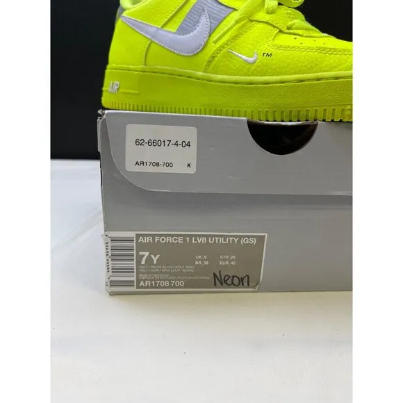 Nike Air Force1 LV8 Utility Boy's Neon Sneakers/Shoes 7Y SKU 5332