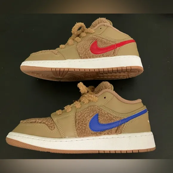 Nike Air Jordan 1 Low Utility GS Teddy Bear ADORABLE Shoes RARE Sneakers