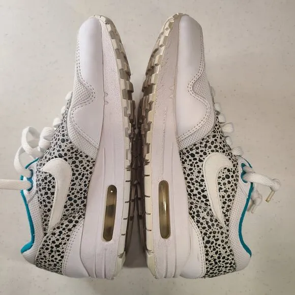 Nike Air Max 1 Safari Pack White Glass Aqua Blue Women's 6.5 319986-131 RARE