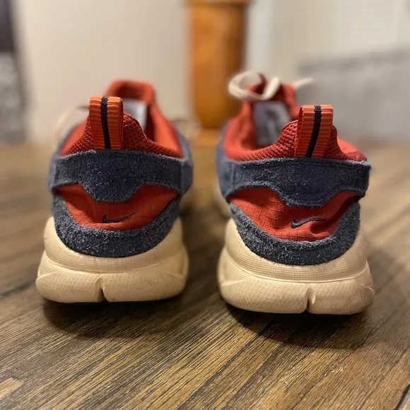 Nike Free Run Trail Thunder Blue Suede Sneakers Orange Accent CW5814-400 Men 13