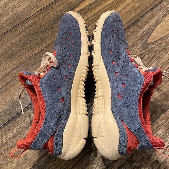 Nike Free Run Trail Thunder Blue Suede Sneakers Orange Accent CW5814-400 Men 13