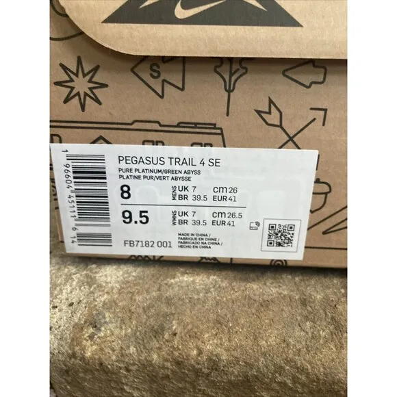 Nike Pegasus Trail 4 SE 'South Beach' Running Sneakers Men Size 8 FB7182-001 New