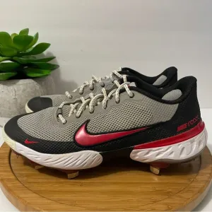Nike React Alpha Huarache Elite 3 Lo Baseball Cleats Men's Grey Red Shoe Size 9