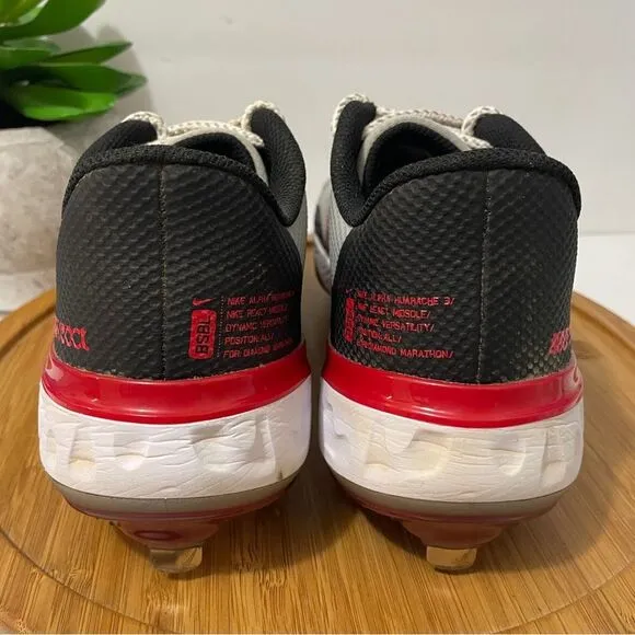 Nike React Alpha Huarache Elite 3 Lo Baseball Cleats Men's Grey Red Shoe Size 9