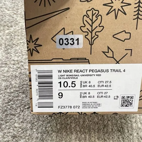Nike React Pegasus Trail 4 You Deserve Flowers Running Shoes - Women's Size 10.5