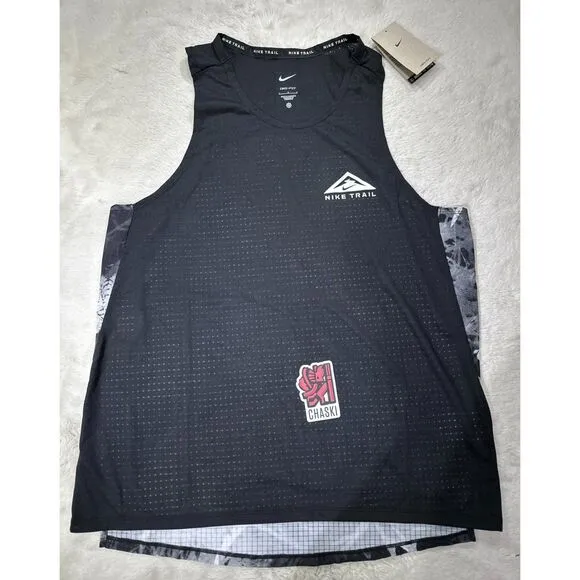 Nike Trail Men Large Solar Chase Dri-FIT Reflective Running Tank Top DX0857 010