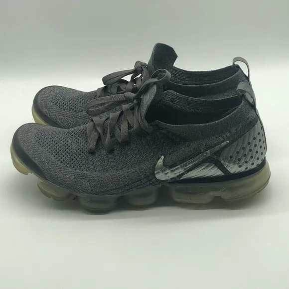 Nike Vapormax Shoes Men's 11.5 Flyknit 2 Chrome Lace Up Active Running Sneakers
