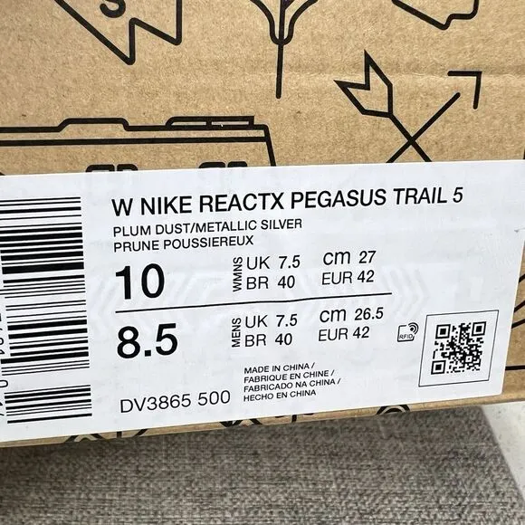 Nike W ReactX Pegasus Trail 5 Plum Dust DV3865 500 Wmn's Sz 10 / Men's Sz 8.5
