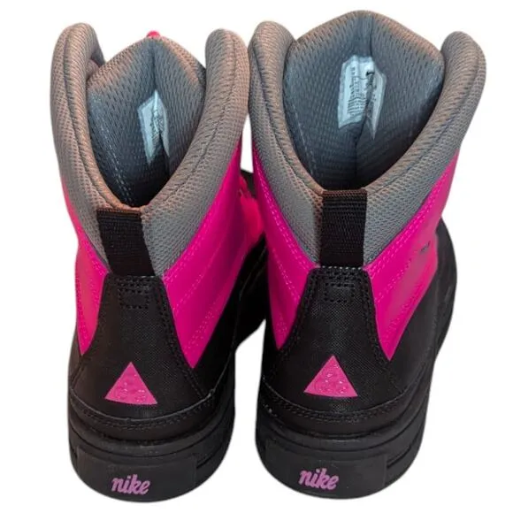 Nike Youth Woodside ACG High Duck Boots 524876-600 Black &amp; Pink Size 7Y