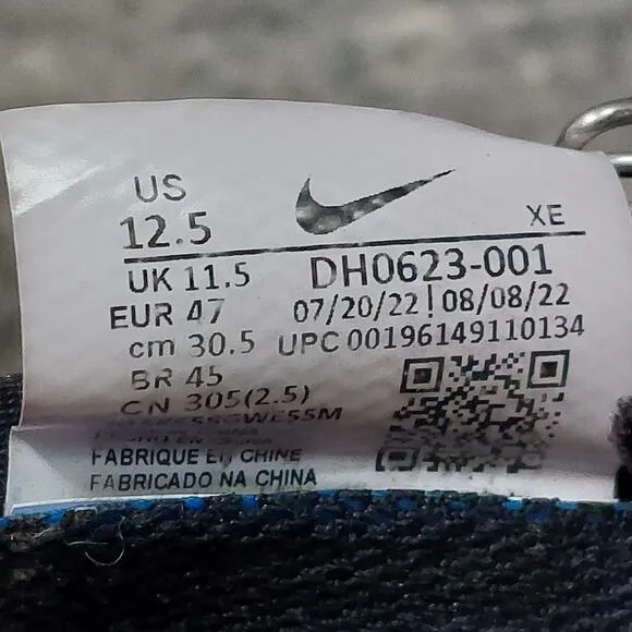 Nike ZoomX Zegama Trail Sneakers Men's Size 12.5 Black White DH0623-001