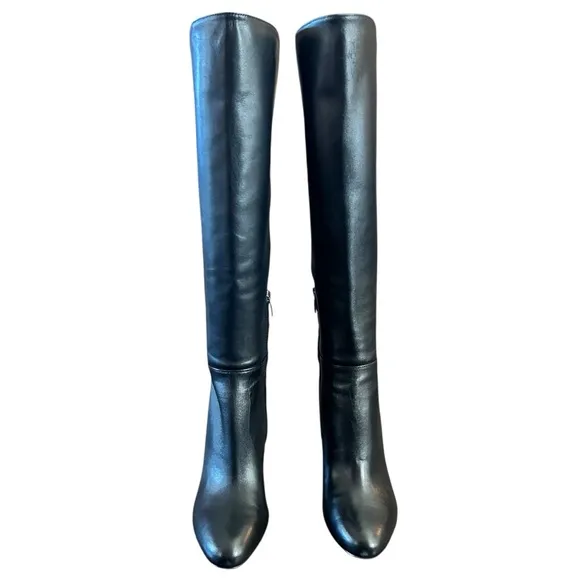 Nine West Sancha Black Knee-High Leather Boots Size 9.5