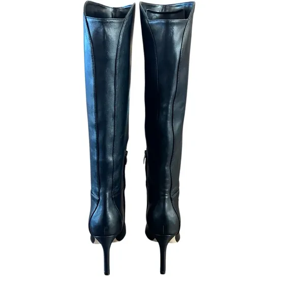 Nine West Sancha Black Knee-High Leather Boots Size 9.5