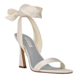 Nine West Women's Kelsie Ankle Wrap Sculpted Heel Sandals Ivory Size 6 1/2