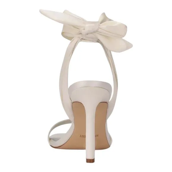 Nine West Women's Kelsie Ankle Wrap Sculpted Heel Sandals Ivory Size 6 1/2