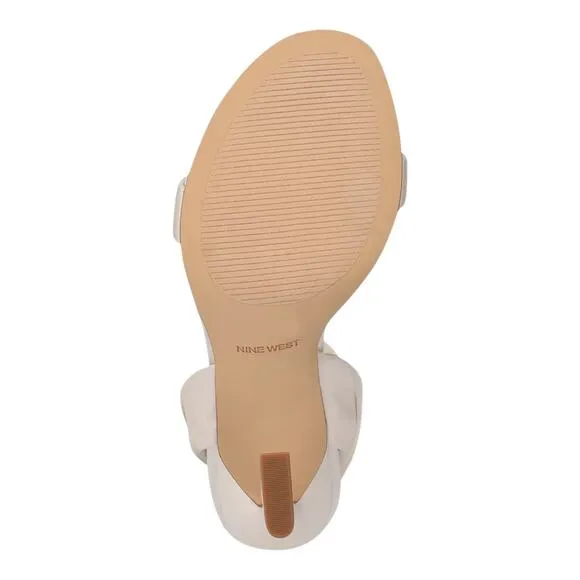 Nine West Women's Kelsie Ankle Wrap Sculpted Heel Sandals Ivory Size 6 1/2
