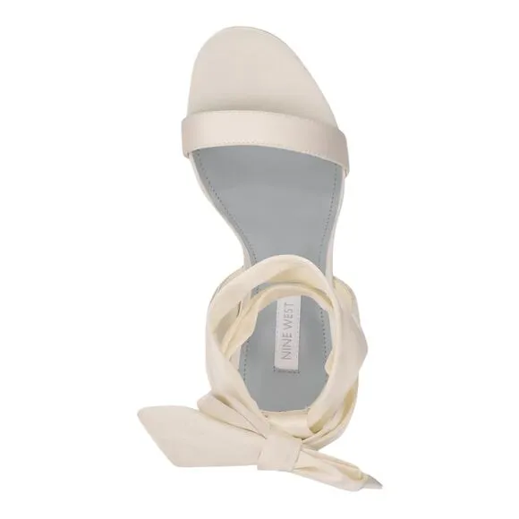 Nine West Women's Kelsie Ankle Wrap Sculpted Heel Sandals Ivory Size 6 1/2