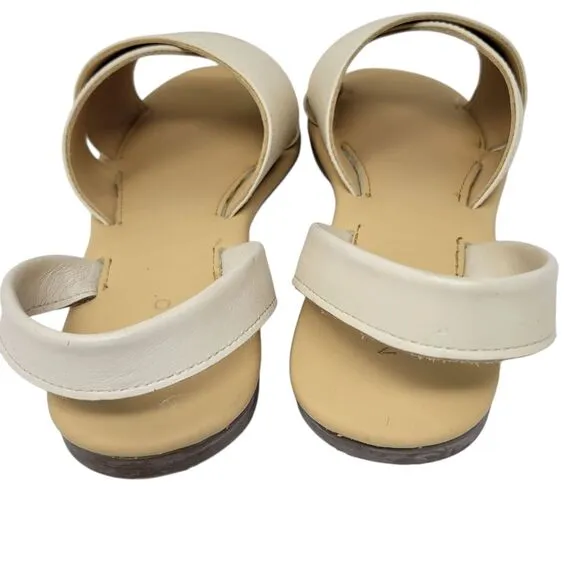 NISOLO All Day Cross Strap Sling Back Leather Sandals in Bone Womens US 9.5 NEW