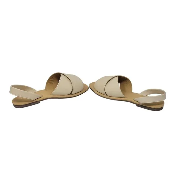 NISOLO All Day Cross Strap Sling Back Leather Sandals in Bone Womens US 9.5 NEW