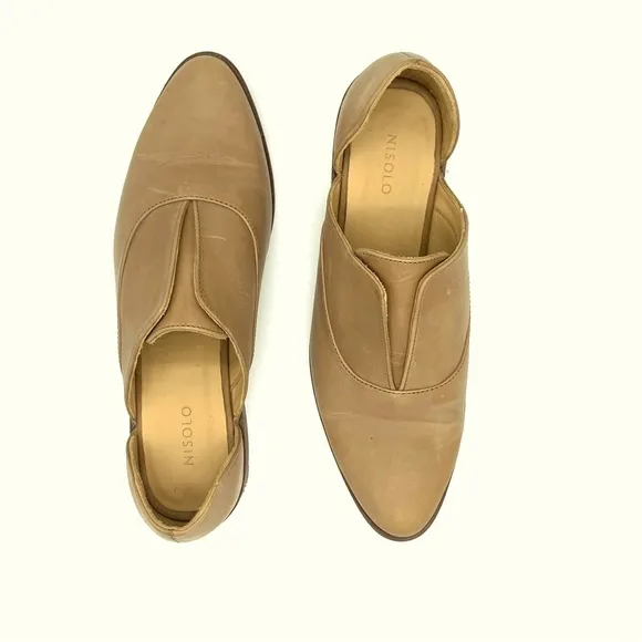 Nisolo Emma D'Orsay Flats Oxford Loafers Almond Size 8.5