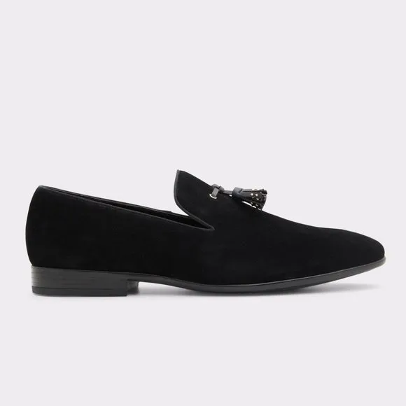 NWOB Aldo Croham Black Suede Tassel Loafer