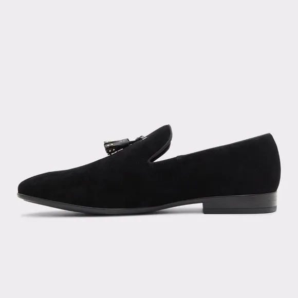 NWOB Aldo Croham Black Suede Tassel Loafer