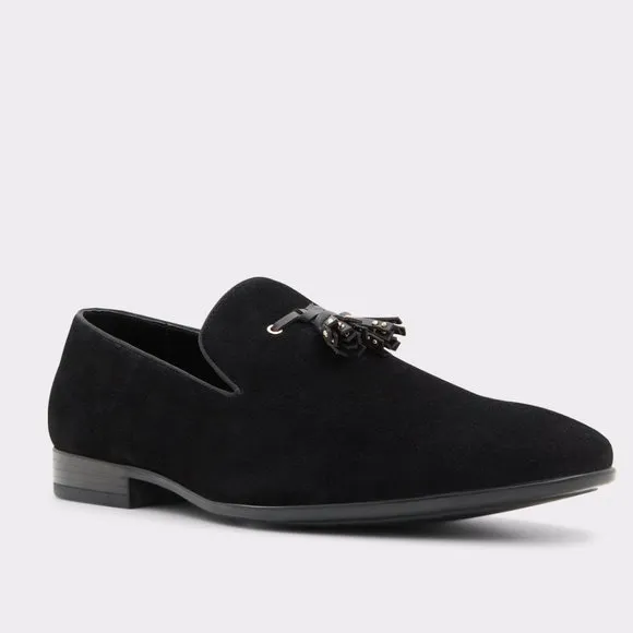 NWOB Aldo Croham Black Suede Tassel Loafer