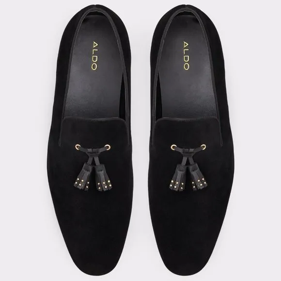 NWOB Aldo Croham Black Suede Tassel Loafer