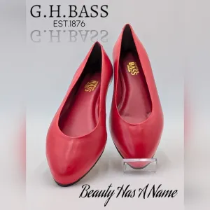 NWOB B.H. Bass &amp; Co. Red Susan Leather Ballet Flats Women Size 7.5 M