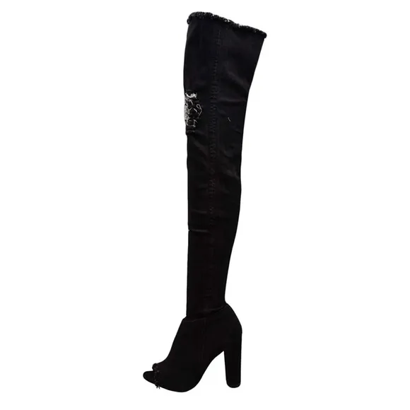NWOB DENIM THIGH HIGH BOOT