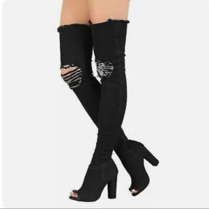 NWOB DENIM THIGH HIGH BOOT